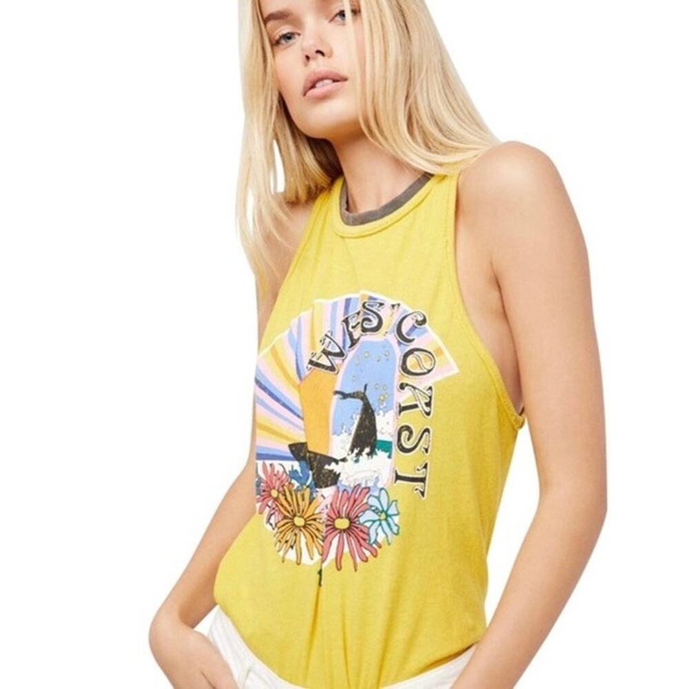 Free People West Coast Tank yellow sz S